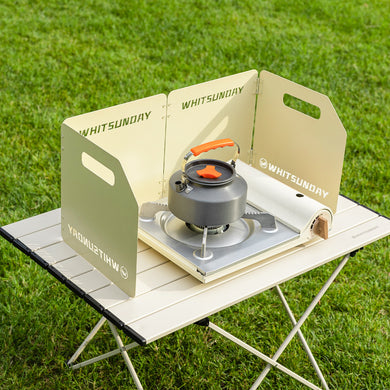 Stove Windscreen - Folding Camping Stove Windshield 4 Plates Stainless Steel Stove Windscreen Black