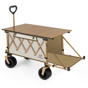 Collapsible Wagon Heavy Duty Wagons with Tailgate & Table & All-Terrain Wheels