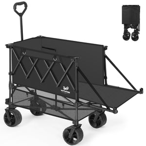 Whitsunday Double Decker Wagon, Heavy Duty Foldable Large Beach Wagon Cart with All-Terrain Big Wheels for Sports,Camping,Outdoor
