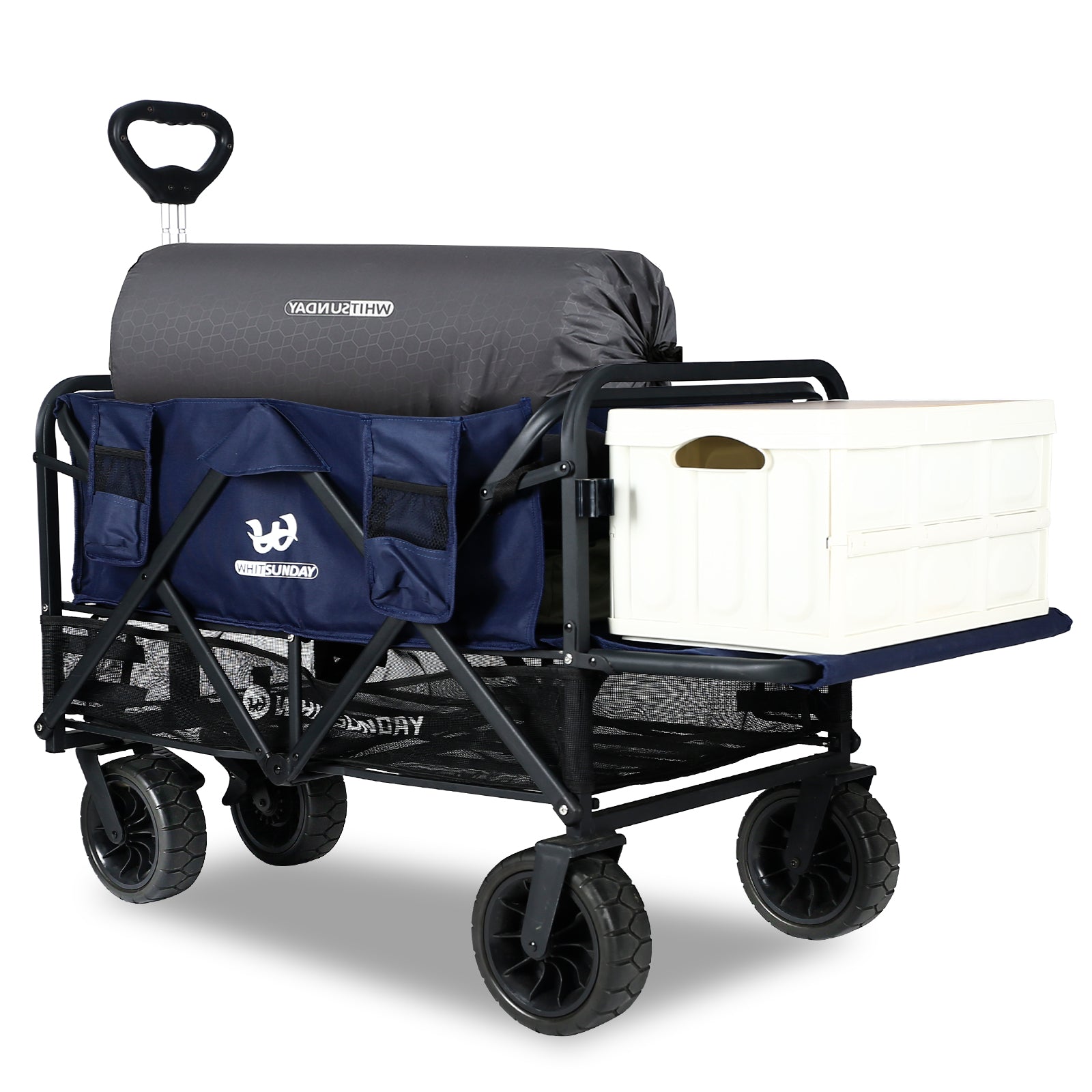 Collapsible Double Decker Wagon with Tailgate and All-Terrain Wheels,Folding Beach Wagon Camping Wagon – Whitsunday Shop