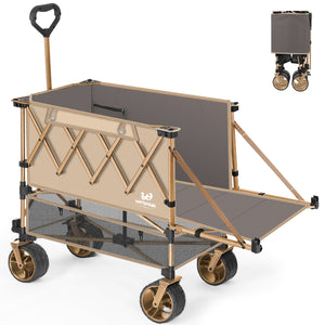 Whitsunday Double Decker Wagon, Heavy Duty Foldable Large Beach Wagon Cart with All-Terrain Big Wheels for Sports,Camping,Outdoor