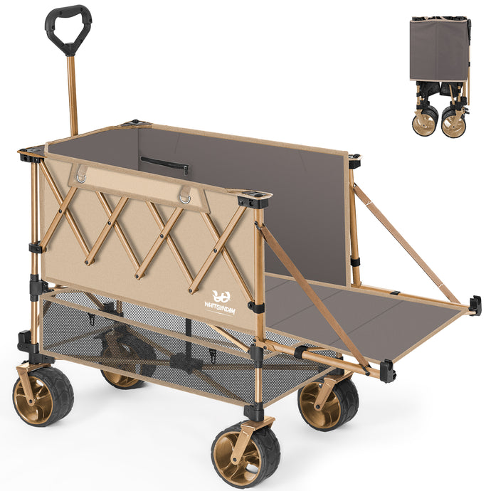 Whitsunday Double Decker Wagon, Heavy Duty Foldable Large Beach Wagon Cart with All-Terrain Big Wheels for Sports,Camping,Outdoor