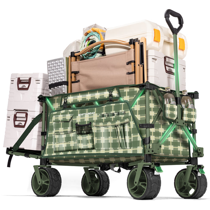 Whitsunday Collapsible Folding Wagon with Tailgate, Heavy Duty Utility Beach Wagons with All-Terrain Wheels for Camping,Garden,Sports