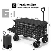 Load image into Gallery viewer, WHITSUNDAY Collapsible Folding Wagon with Table, Heavy Duty Utility Beach Wagons with All-Terrain Wheels for Camping,Garden