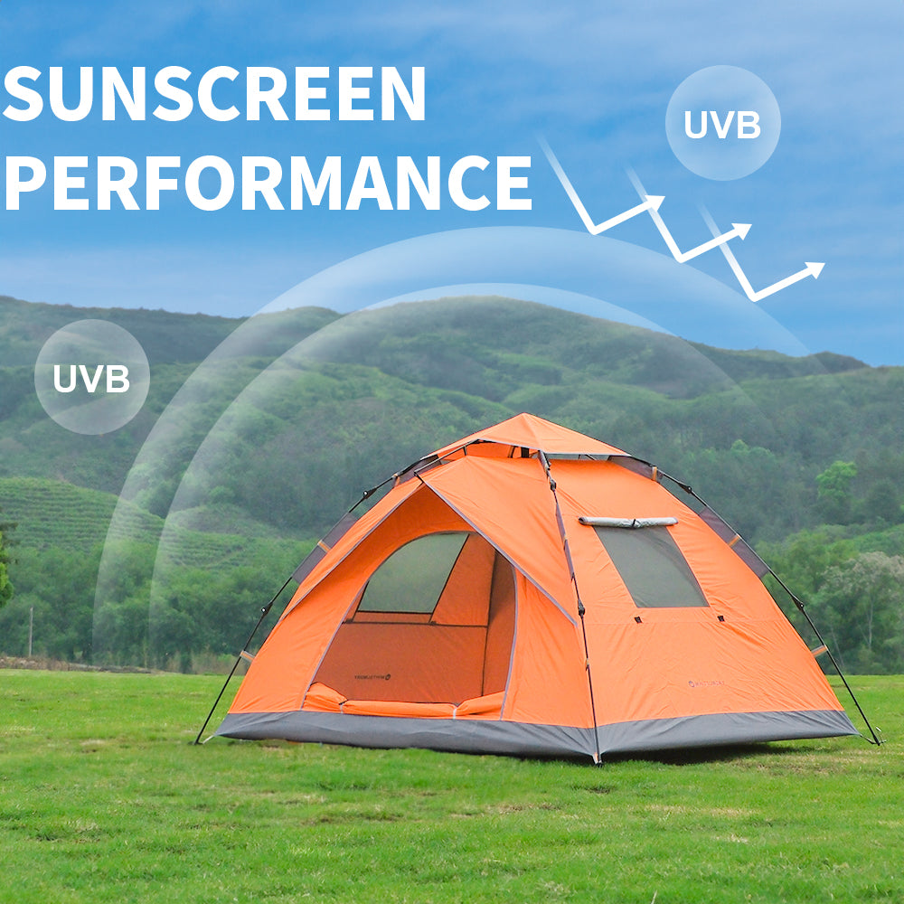 orange outdoor easy up tent Tent Outdoor Camping Tent Pop Up Camping Tent for 1-2 Person Hiking Cream-Coffee
