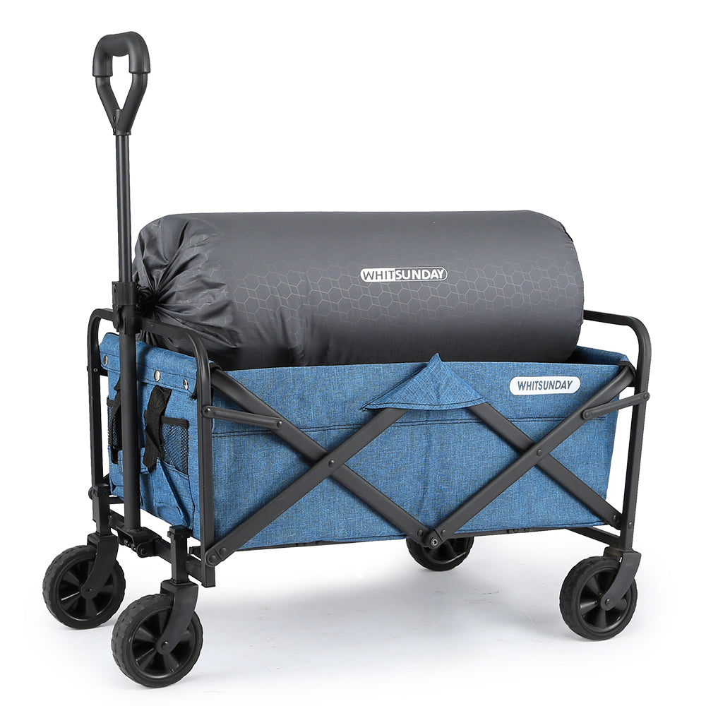 stroller wagon with rubber wheels Collapsible Folding Wagon Garden 5“ Solid Rubber Wheels Blue