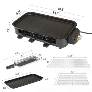 Electric Indoor Grill,2 in 1 Indoor Grills for Kitchen with Grill Net