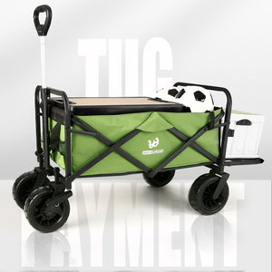 Folding Outdoor Wagon Cart 8“ Fat Wheel with Brake and Tailgate