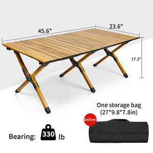Whitsunday Outdoor Camping Table,Wood Grain Aluminum Table