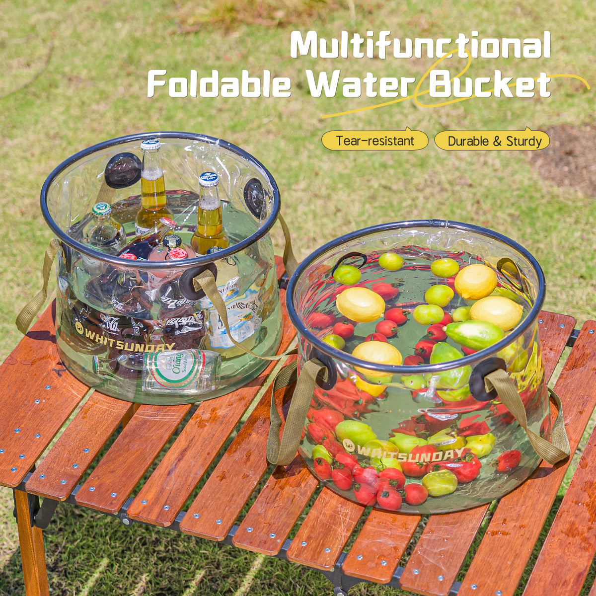 Collapsible Bucket, Portable Camping Outdoor Buckets Water Container ...