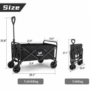 Collapsible Folding Wagon Garden Outdoor Park Utility Wagon Picnic Camping Cart 5“ Solid Rubber Wheels