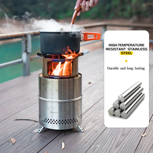 Camping Stove - Wood Stove Stainless Steel Portable Stove Burning Stoves for Picnic BBQ Camp Hiking