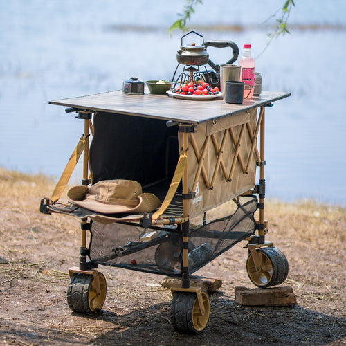 Whitsunday Double Decker Wagon, Heavy Duty Foldable Large Beach Wagon Cart with All-Terrain Big Wheels for Sports,Camping,Outdoor