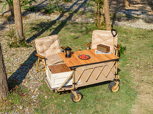 Collapsible Wagon Heavy Duty Wagons with Tailgate & Table & All-Terrain Wheels
