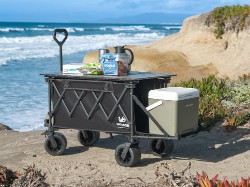Collapsible Wagon Heavy Duty Wagons with Tailgate & Table & All-Terrain Wheels