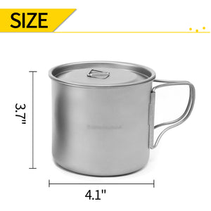 Titanium Pot with Lid Ultralight Titanium Mug Eco-Friendly Cup