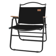 Load image into Gallery viewer, Whitsunday Camping Chairs Foldable Portable Chair Beach Chair Wood Armrest Metal Frame Travel Chair for Outdoor Camping Picnic Black 2Pcs