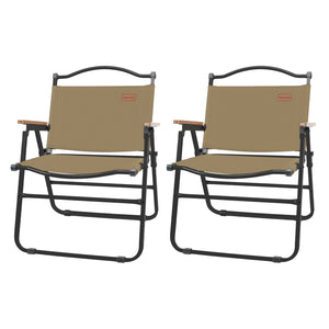 Whitsunday Camping Chairs Foldable Portable Chair Beach Chair Wood Armrest Metal Frame Travel Chair for Outdoor Camping Picnic Black 2Pcs